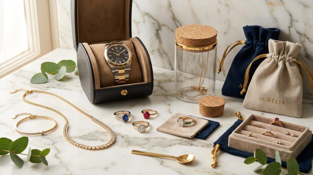 Close-up product photography of premium jewelry and accessor