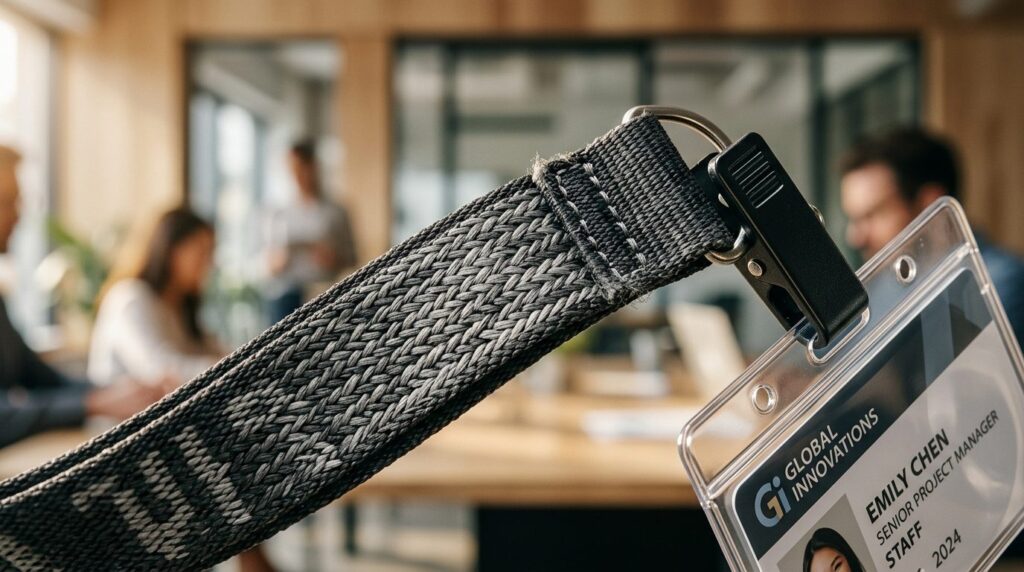 Close-up macro photography of woven lanyard material showing